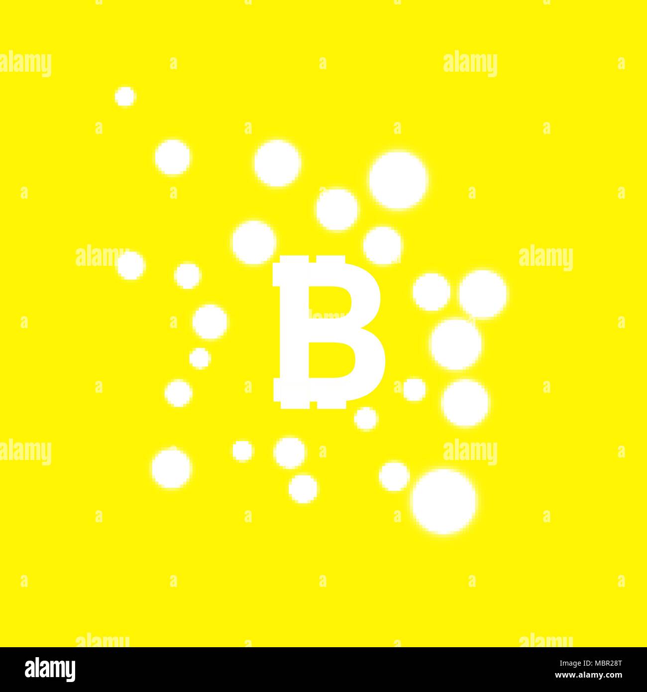Digital bitcoins symbol with light effect on transparent backgraund. Stock Vector