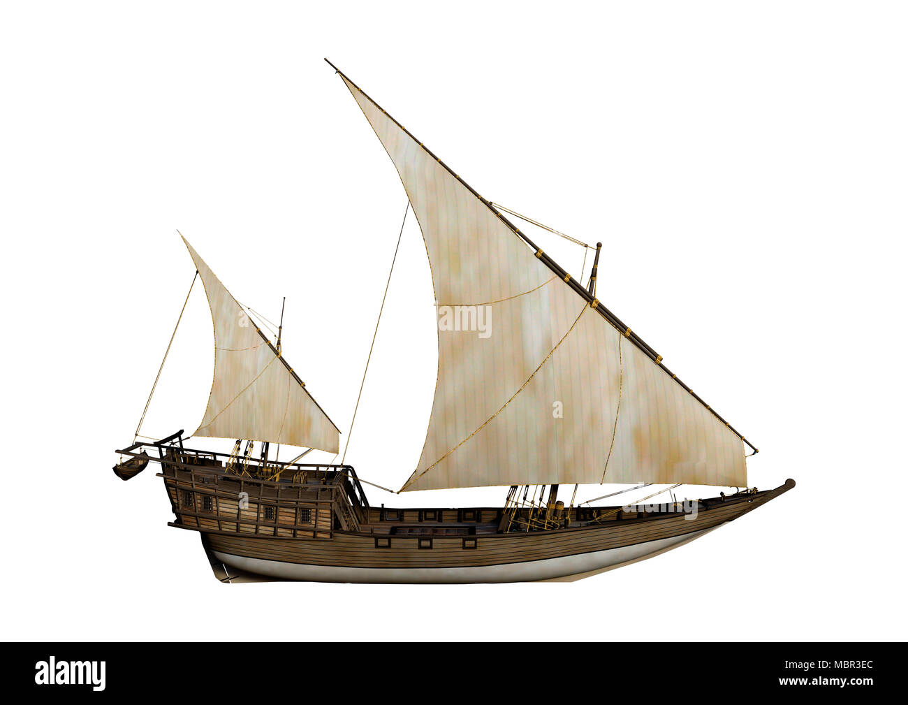 3D rendering of a sailing ship isolated on white background Stock Photo ...