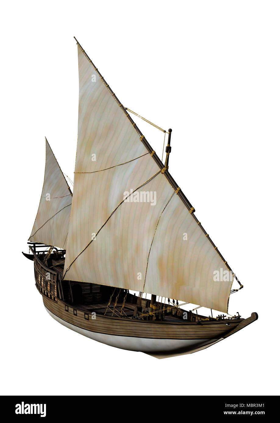 3D rendering of a sailing ship isolated on white background Stock Photo ...