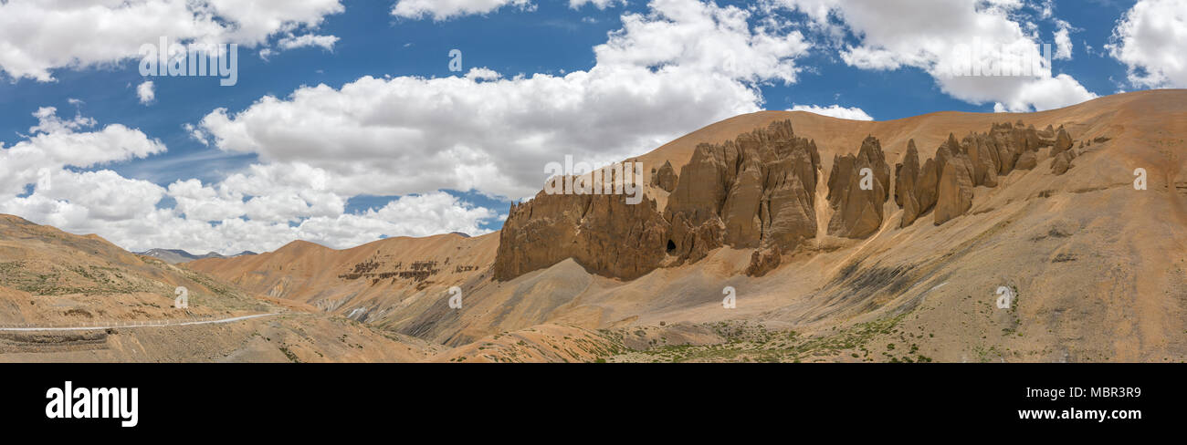 Mountain desert valley landscape in the Himalayas on Manali - Leh road in Ladakh, India Stock Photo
