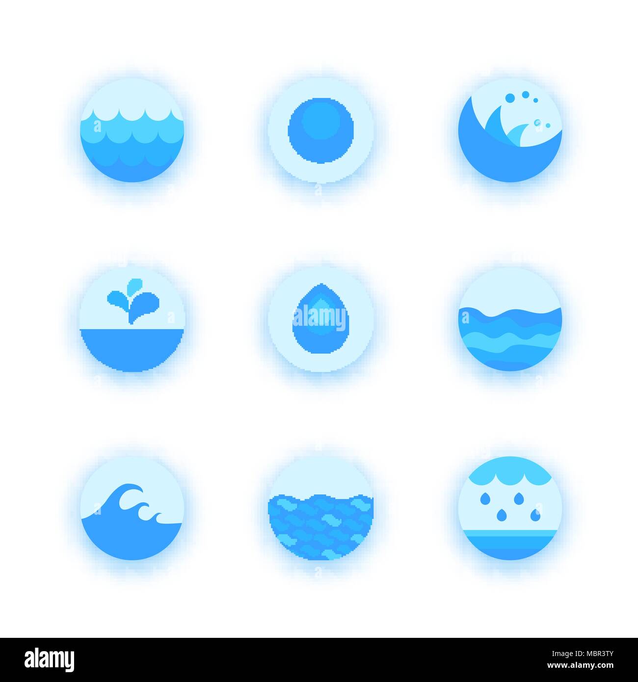 Set of abstract flat water icons Stock Vector