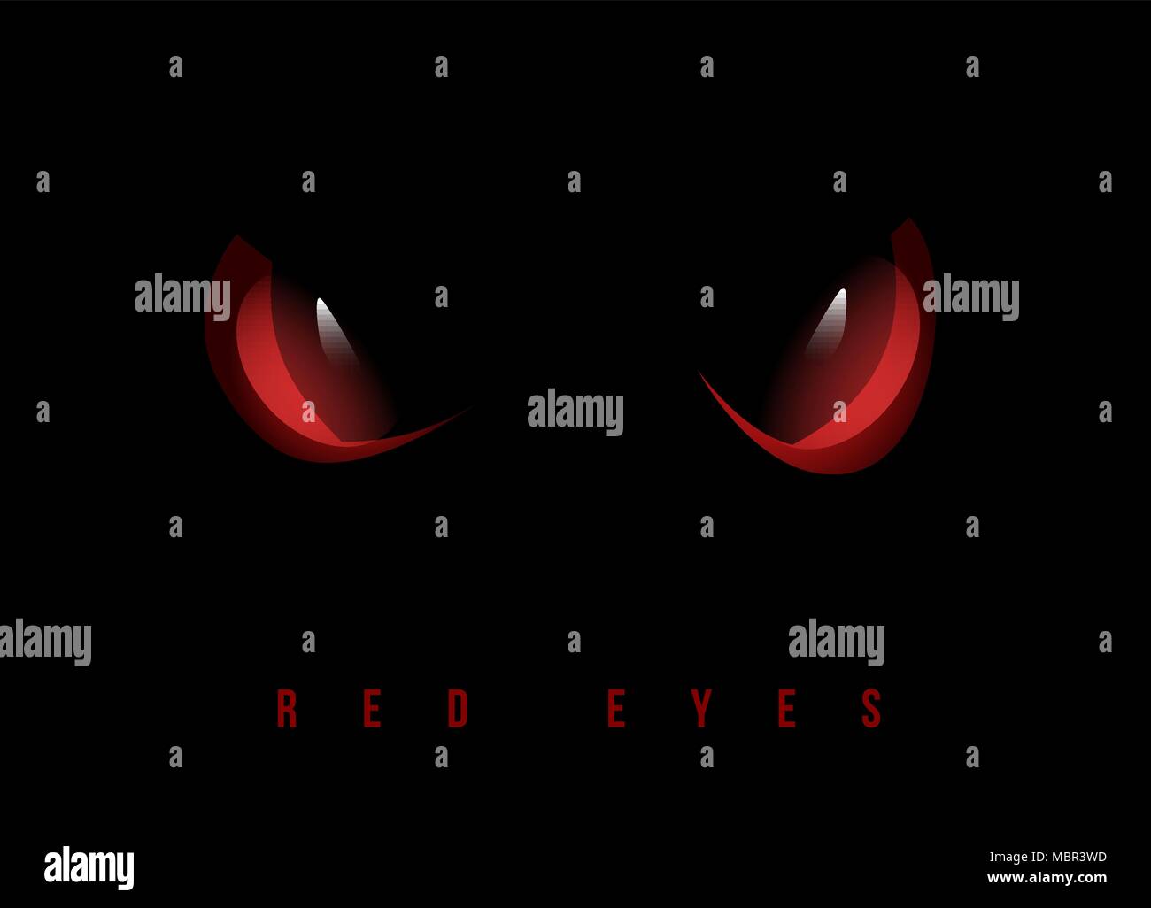 Red evil eyes on black background Stock Vector