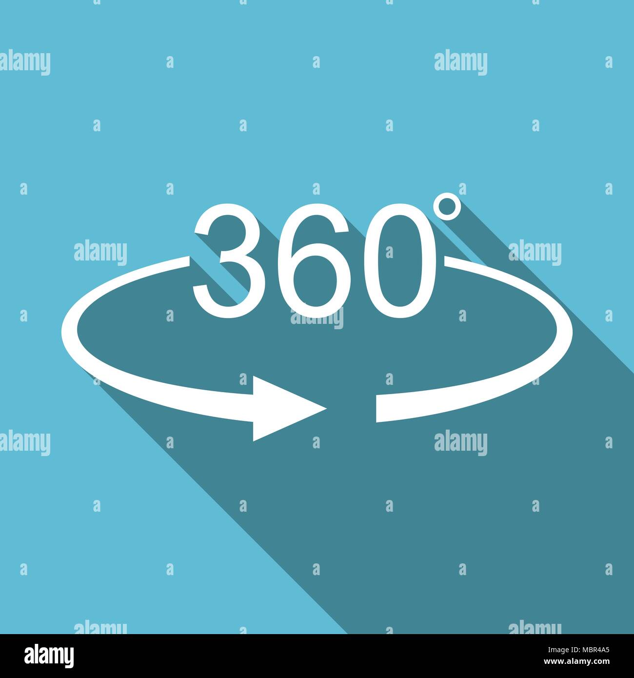 360 degree panorama symbol flat design vector blue icon Stock Vector