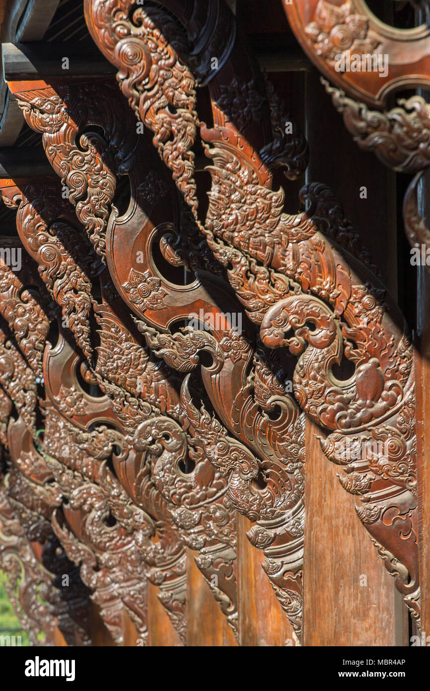 Architecture detail of Baan Dam or Black House, Museum of Art in Chiang Rai, Thailand Stock Photo