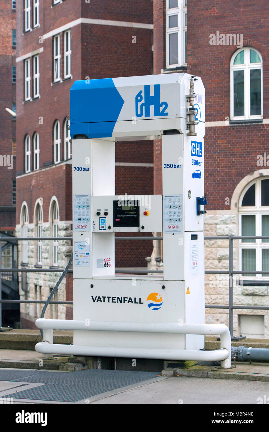 Hamburg Hydrogen Filling Station / Vattenfall Hafencity hydrogen station, Germany Stock Photo