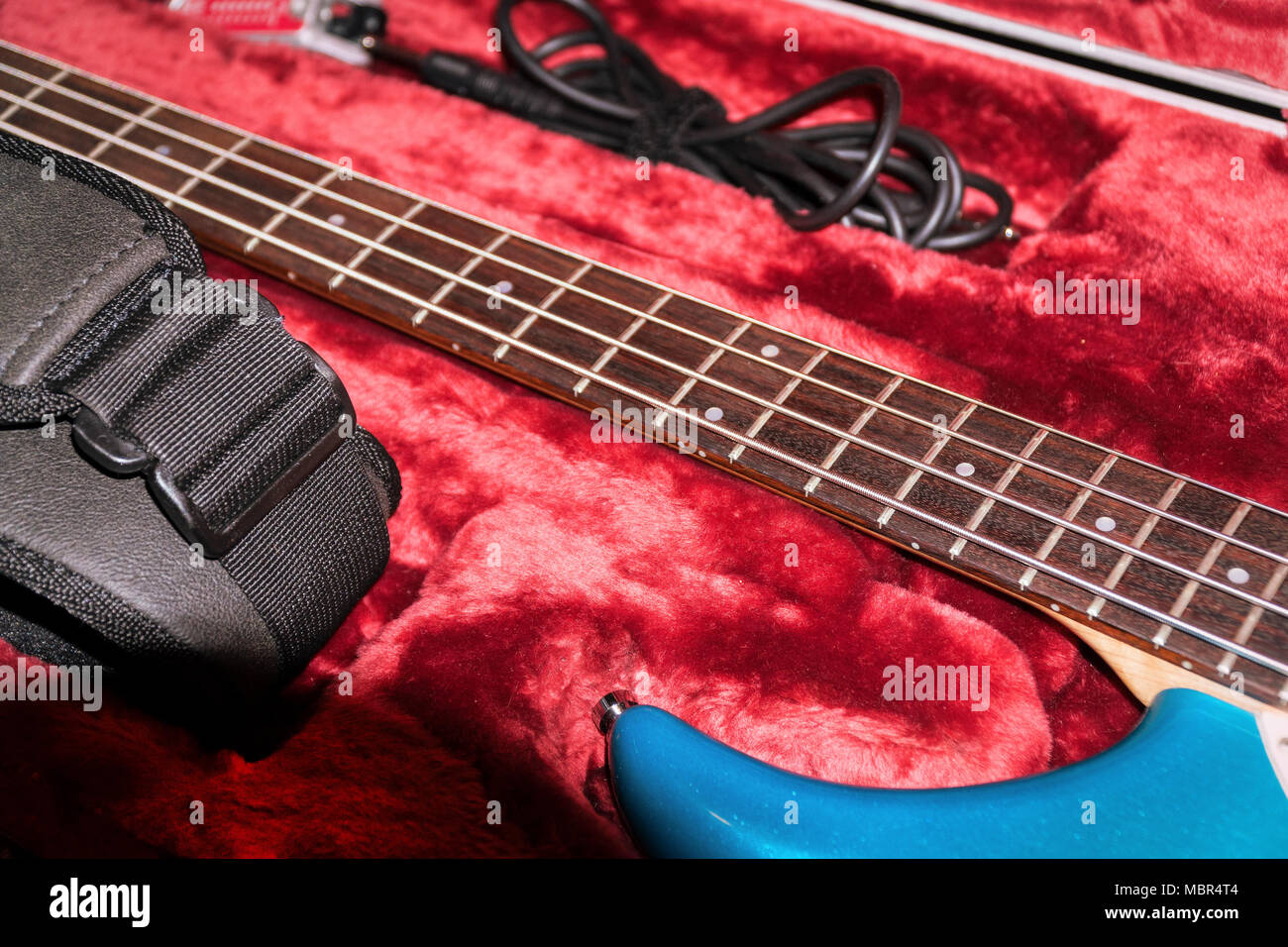 Fourstring bass guitar in case Stock Photo Alamy
