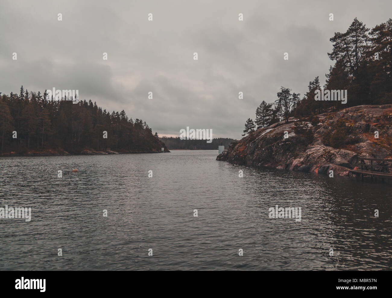 Small pass that marks the inlet to Inkoo Archipelago at Barosund Stock Photo