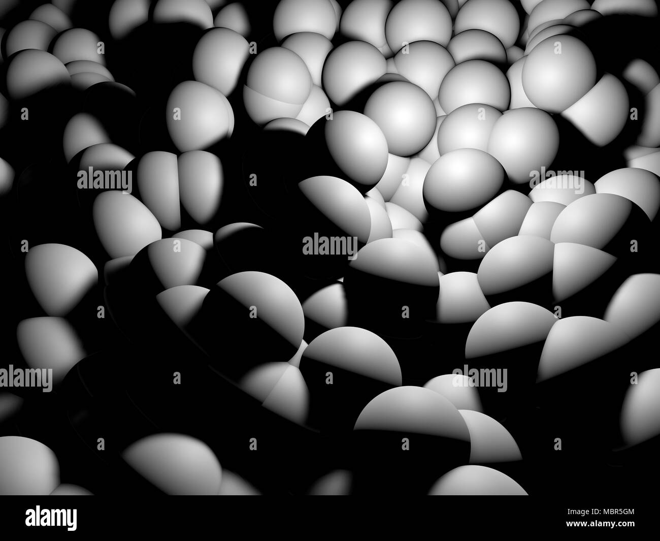 3d rendering of white spheres on a dark background Stock Photo - Alamy