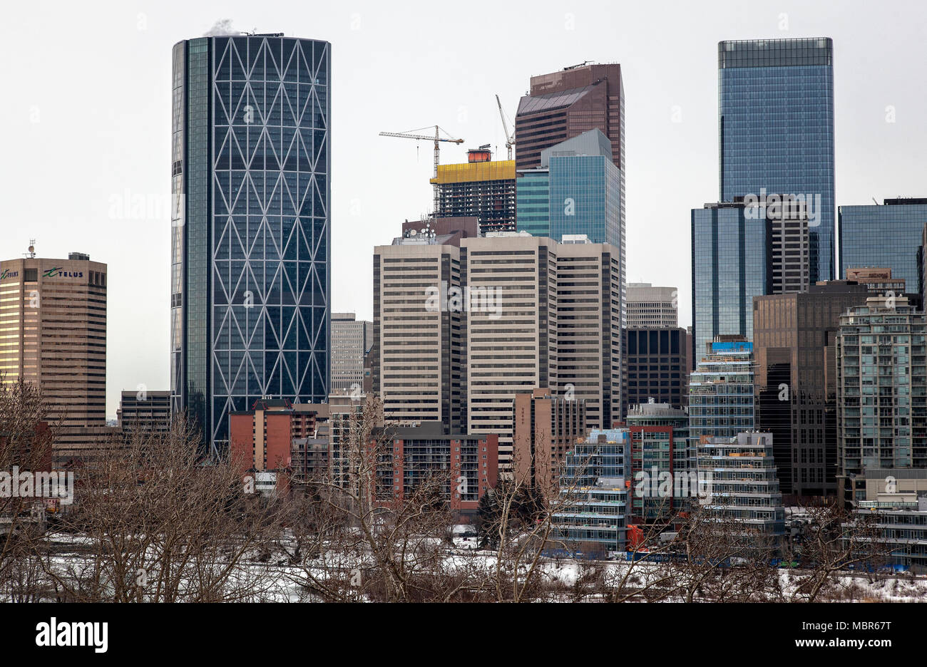 Calgary Skyline Alberta Canada Stock Photo