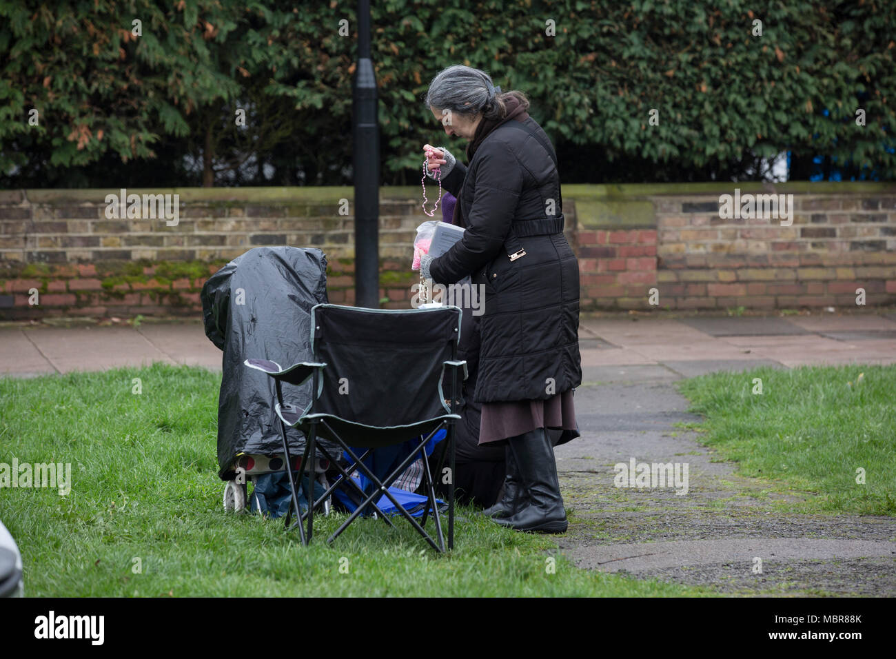 Pro-life campaigners outside Marie Stopes Abortion Clinic, Mattock Lane, Ealing Broadway after the abortion buffer zone vote this week, London, UK Stock Photo