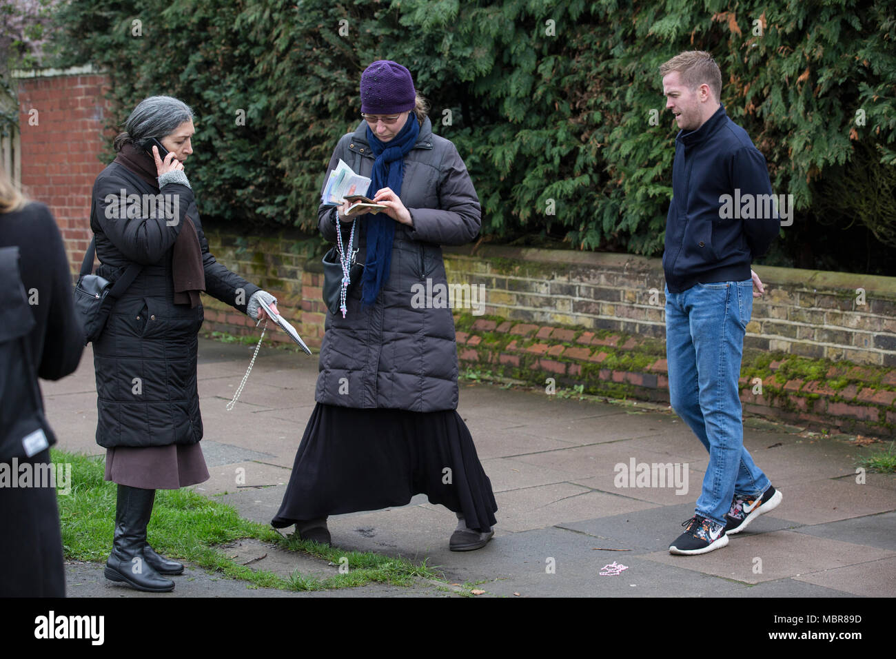 Pro-life campaigners outside Marie Stopes Abortion Clinic, Mattock Lane, Ealing Broadway after the abortion buffer zone vote this week, London, UK Stock Photo