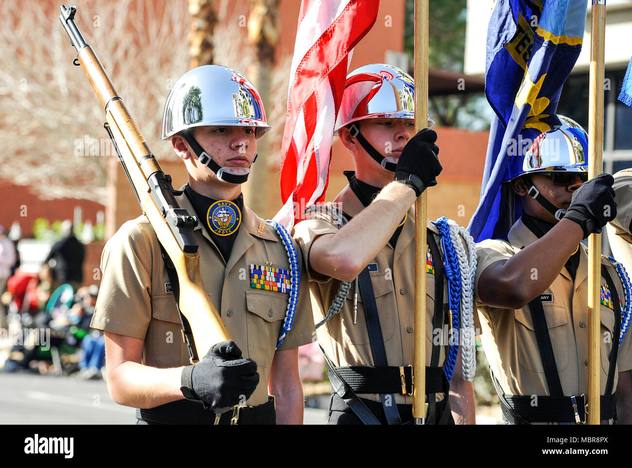 Las Vegas, Nevada - January 15, 2018 -   JROTC marching in the Dr. Martin Luther King Day Parade in downtown Las Vegas - Photo: Ken Howard/Alamy Stock Photo