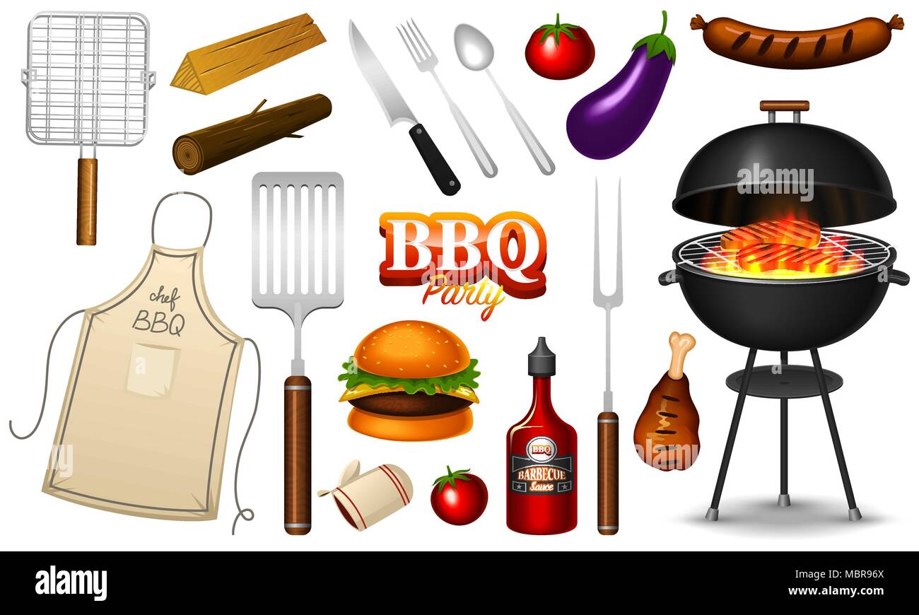 https://c8.alamy.com/comp/MBR96X/barbecue-grill-elements-set-isolated-on-red-background-bbq-party-summer-time-meat-restaurant-at-home-charcoal-kettle-with-tools-sauce-and-foods-kitchen-equipment-for-menu-cooking-outdoors-MBR96X.jpg