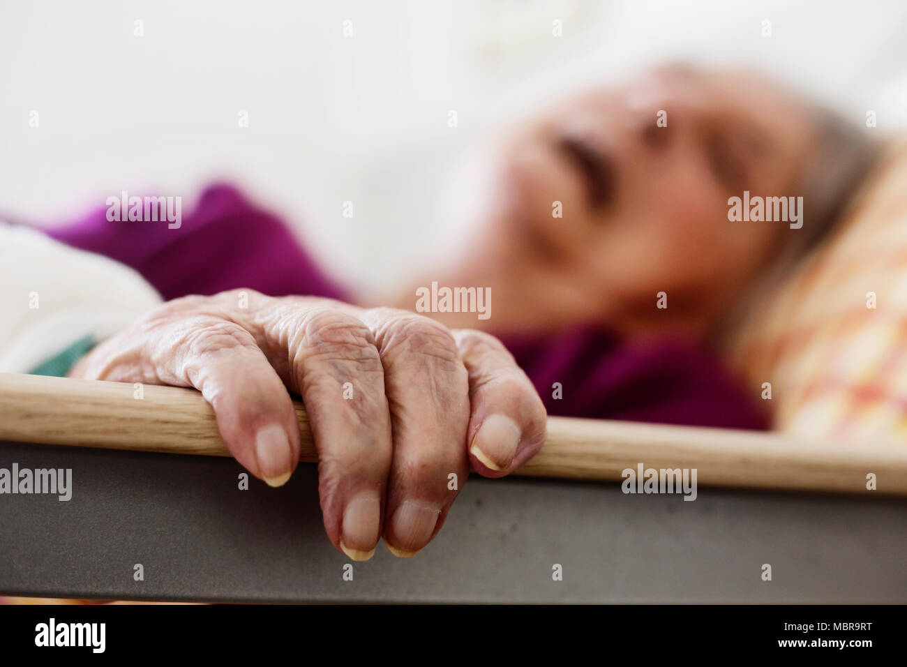Senior on her deathbed, hospice, Germany Stock Photo