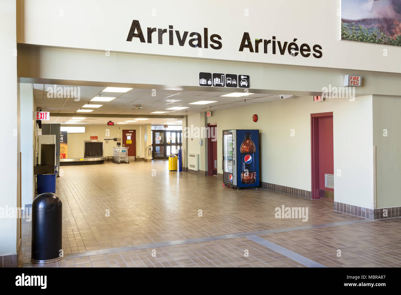 The arrivals area at Gander International Airport in Gander, Newfoundland, Canada. Stock Photo