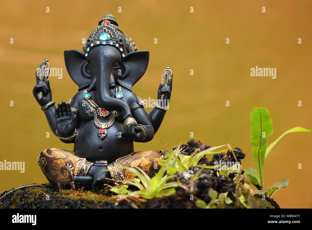 Ganesha, Hindu God with the head of the Elephant, is one of the most honored and beloved deities. Stock Photo
