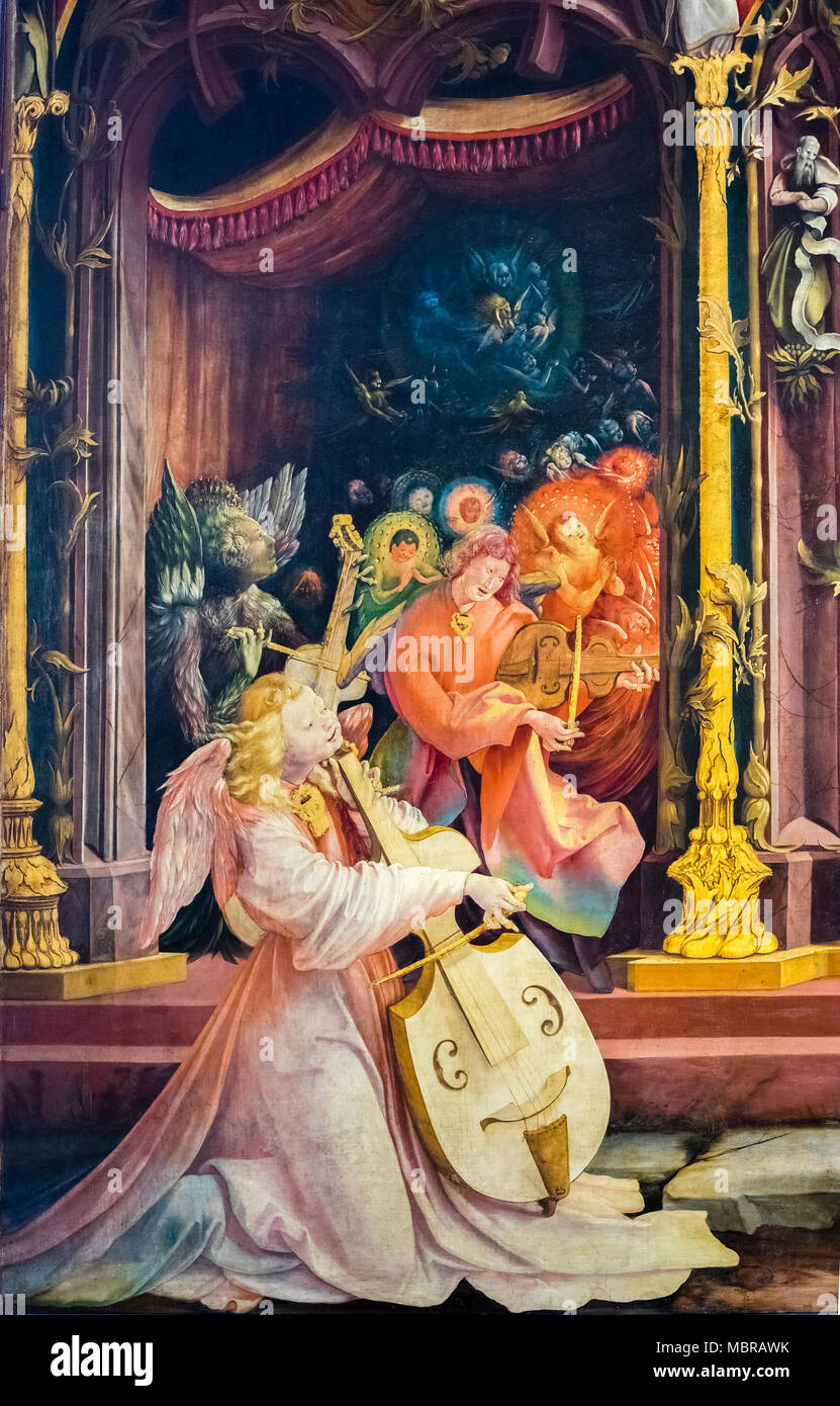 Isenheim Altar by Matthias Grünewald, paintings from the picture cycle, angel concert, Museum Unterlinden, Musée Unterlinden Stock Photo