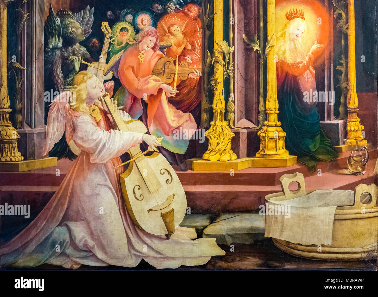 Isenheim Altar by Matthias Grünewald, paintings from the picture cycle, angel concert, Museum Unterlinden, Musée Unterlinden Stock Photo