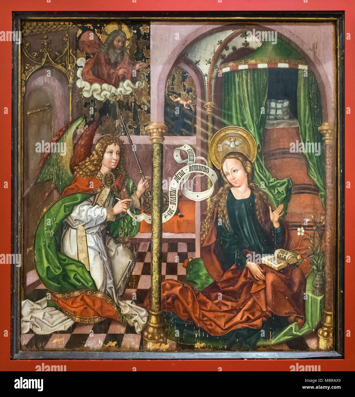 Painting Annunciation, c. 1480, Museum Unterlinden, Musée Unterlinden, Colmar, Alsace, France Stock Photo