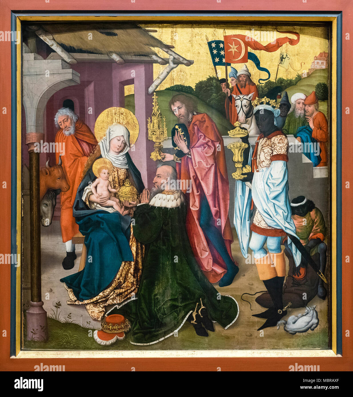 Painting Worship of the Kings, c. 1500, Museum Unterlinden, Musée Unterlinden, Colmar, Alsace, France Stock Photo