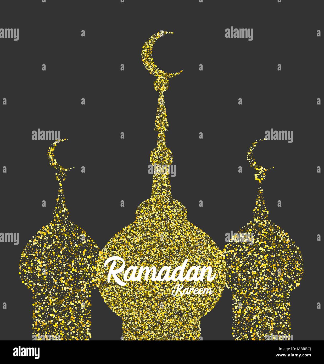 Ramadan Kareem golden sparkle greeting card Stock Vector