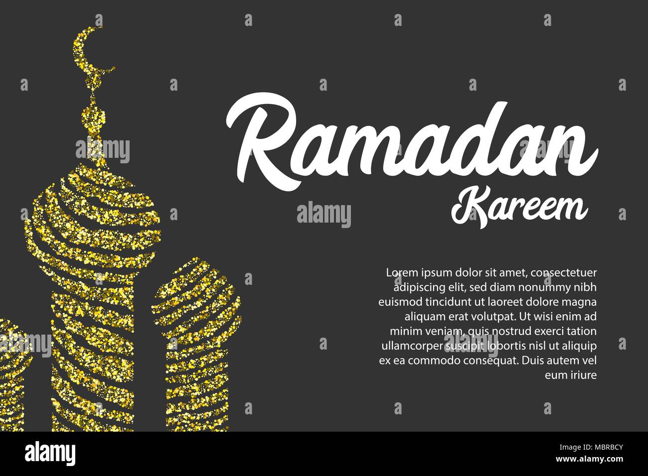 Ramadan Kareem golden sparkle greeting card Stock Vector