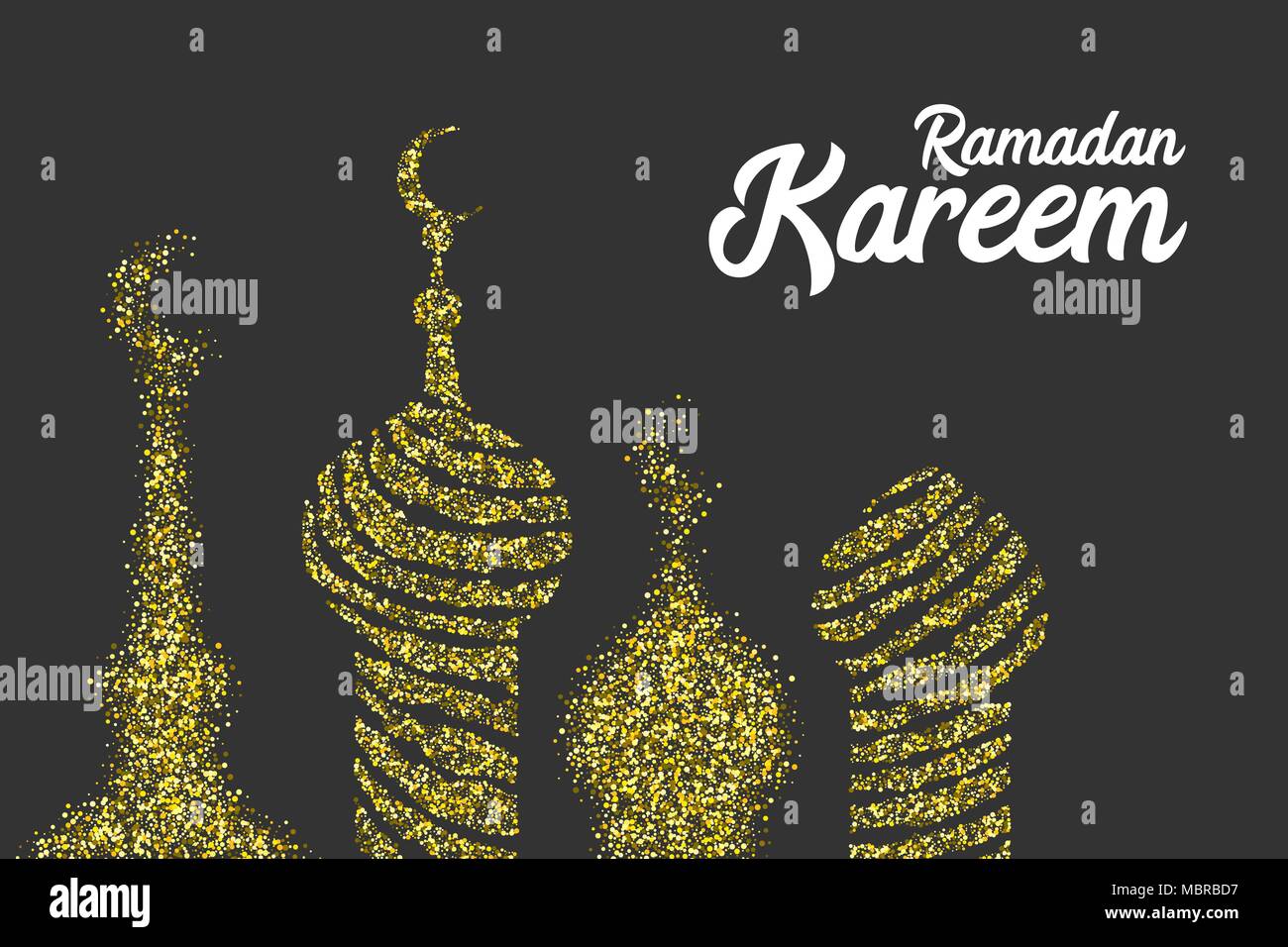 Ramadan Kareem golden sparkle greeting card Stock Vector