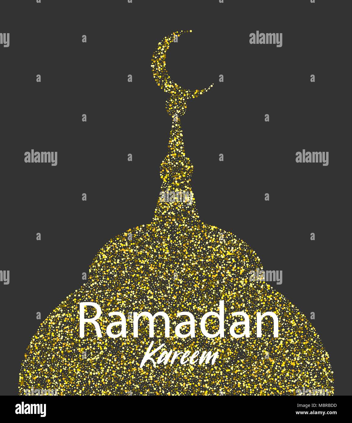 Ramadan Kareem golden sparkle greeting card Stock Vector