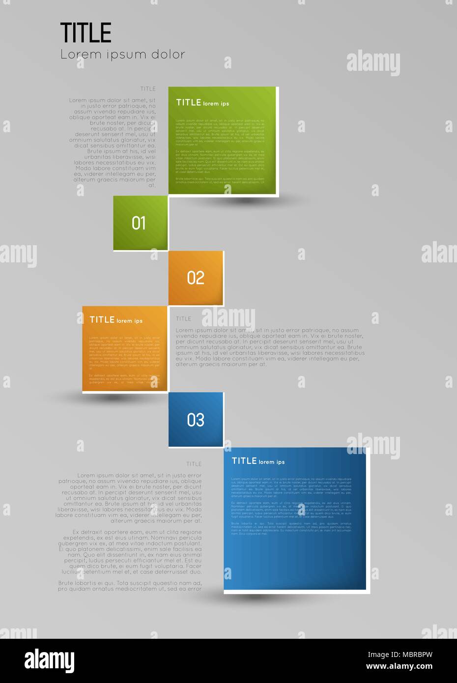 infographic template, option squares banners with shadow, design element Stock Vector