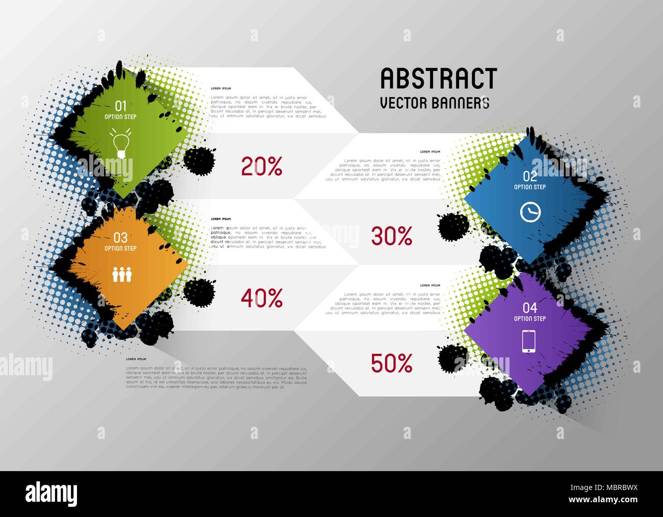abstract paper banners with option steps Stock Vector