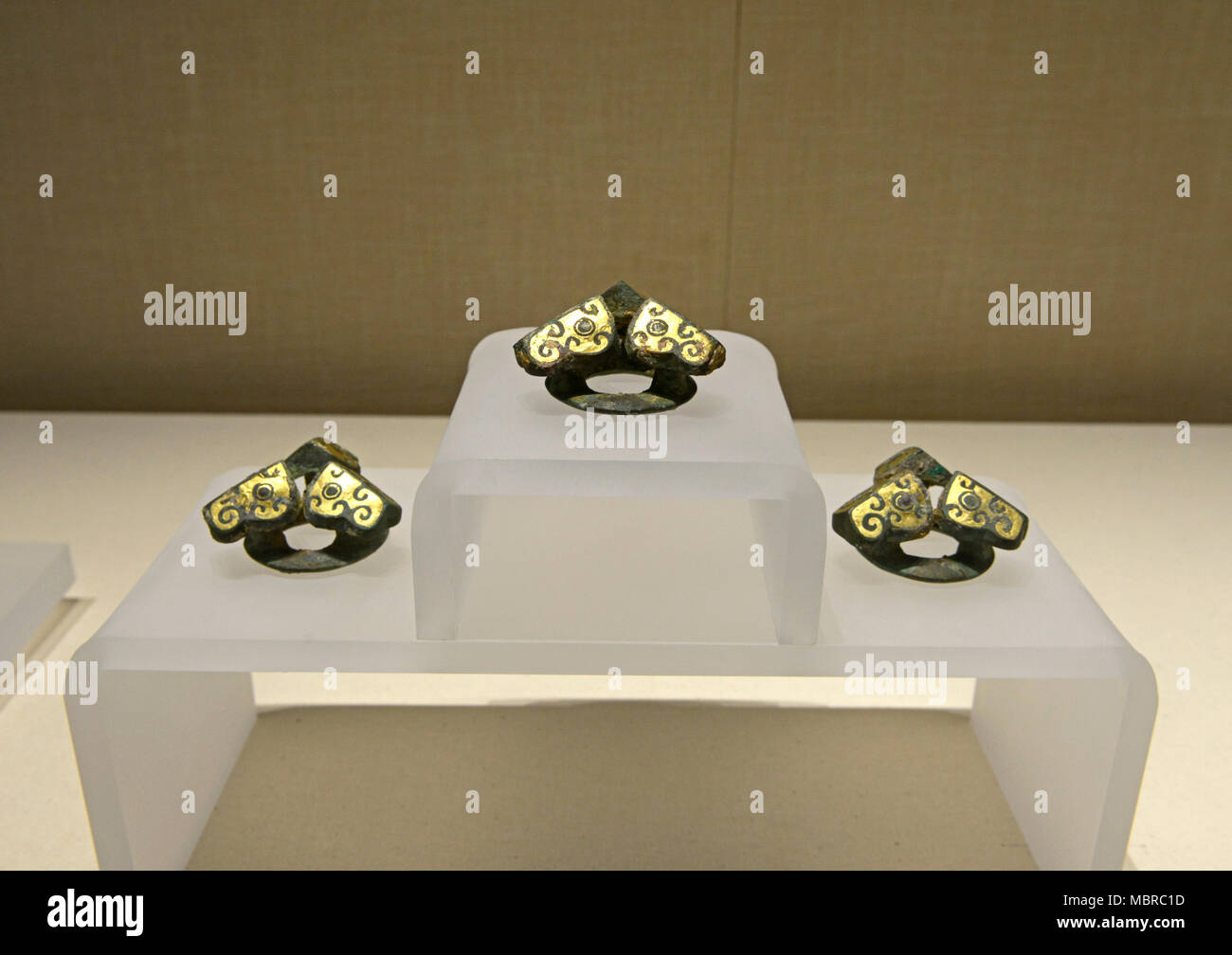 Brooches from the Warring States period on display in Dongyue temple in Beijing, China Stock Photo
