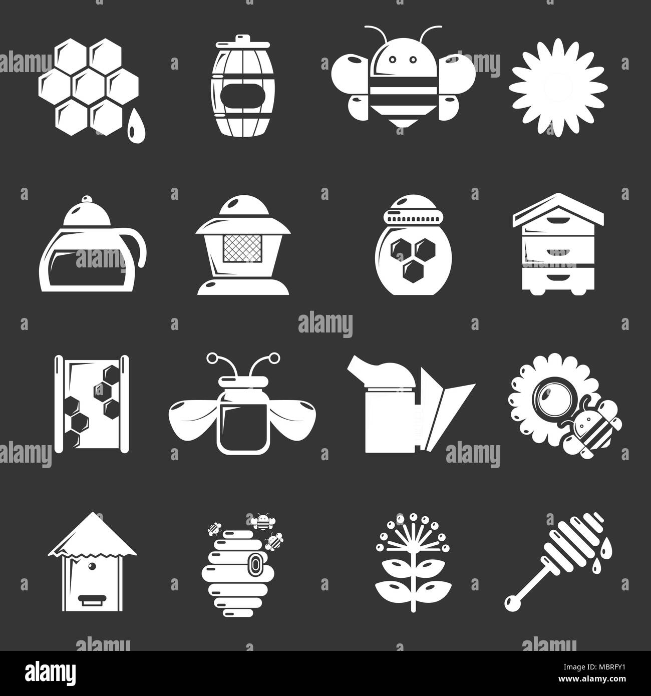 Apiary honey icons set grey vector Stock Vector