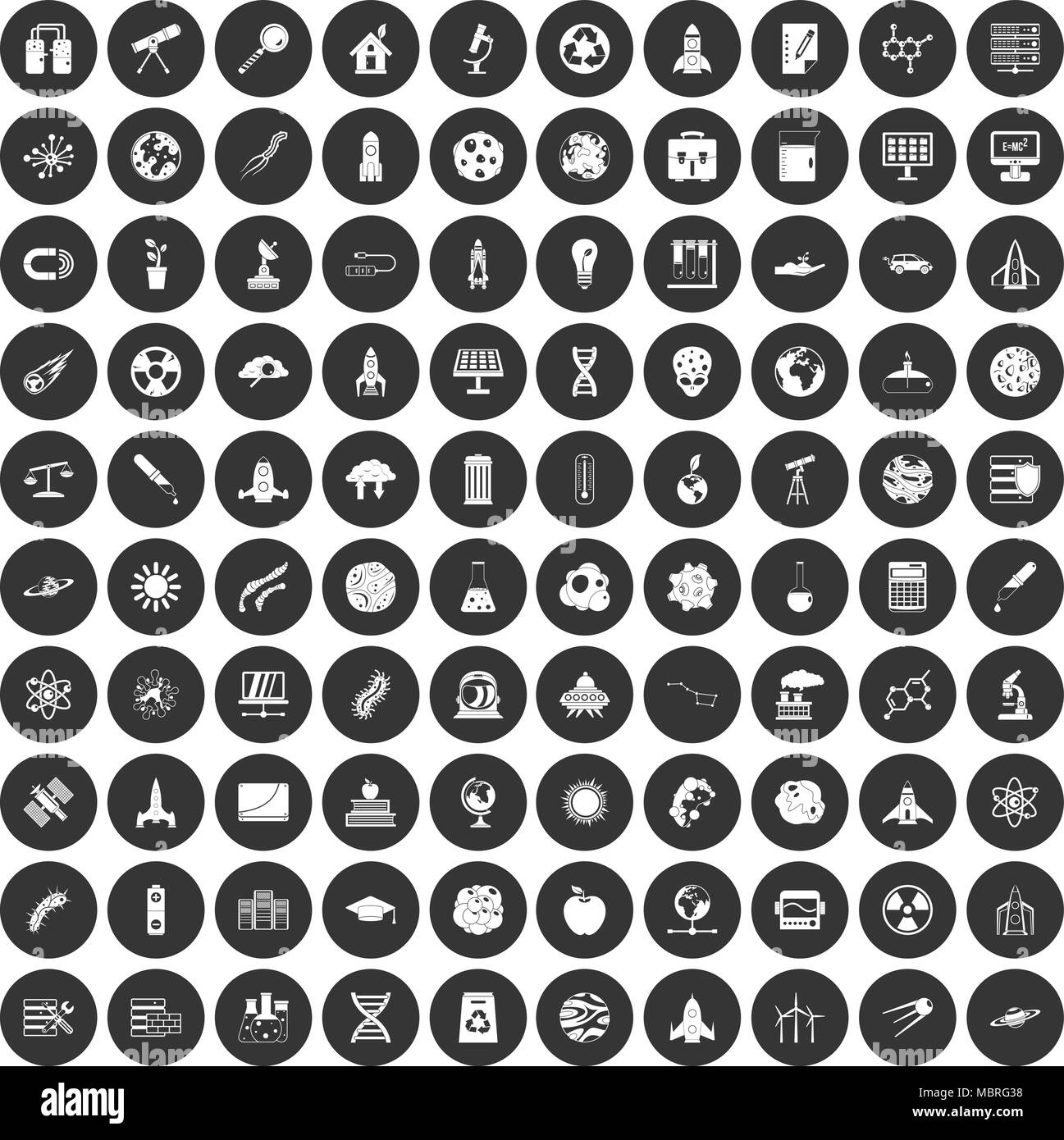 100 space icons set black circle Stock Vector Image & Art - Alamy