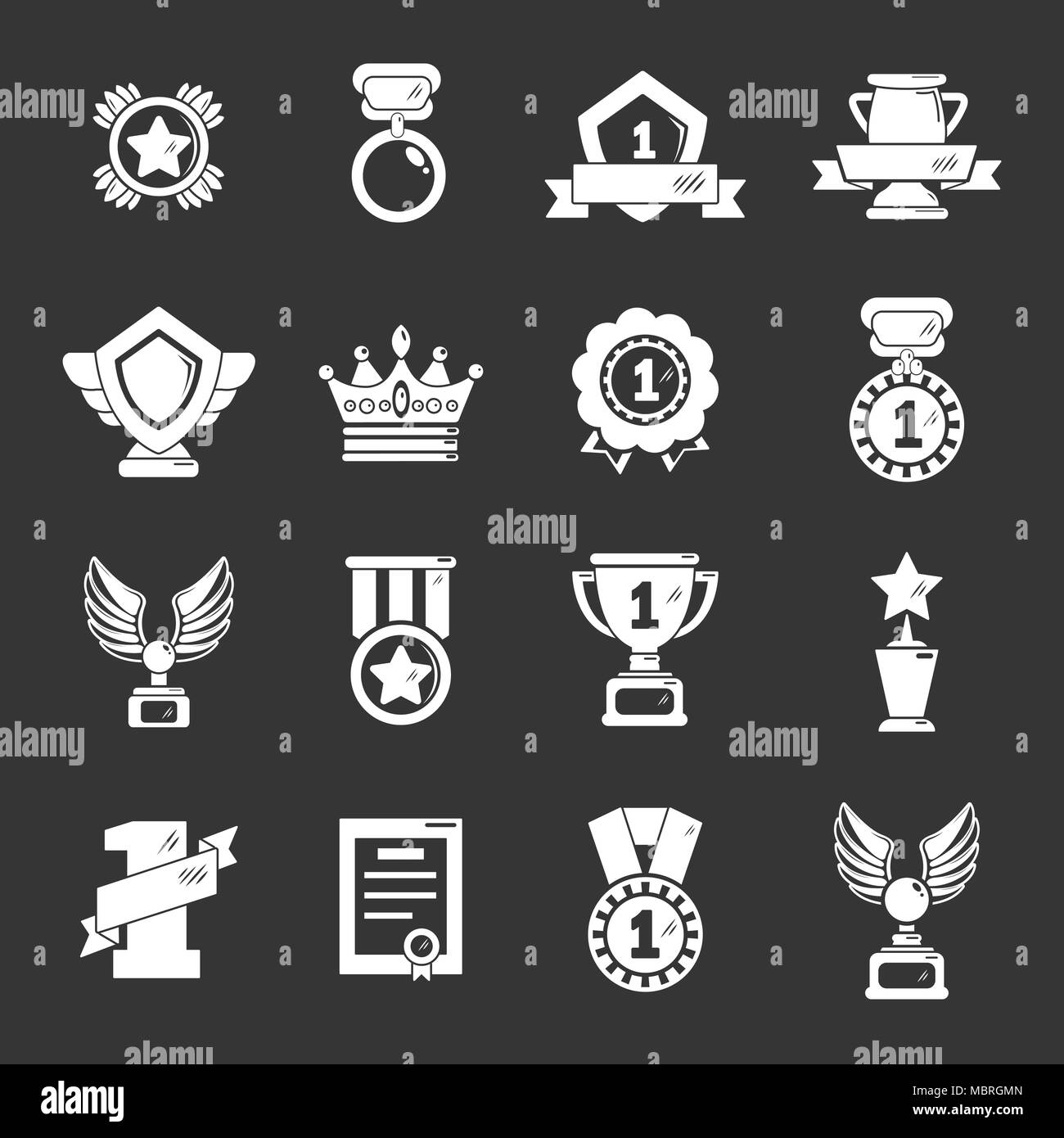 Awards medals cups icons set grey vector Stock Vector Image & Art - Alamy