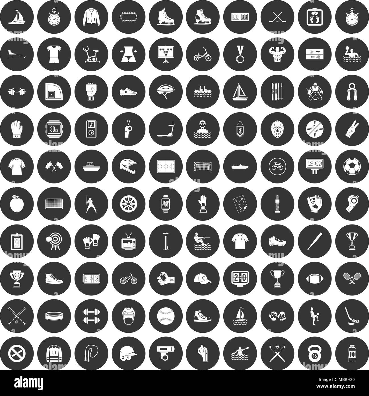 100 sport team icons set black circle Stock Vector Image & Art - Alamy