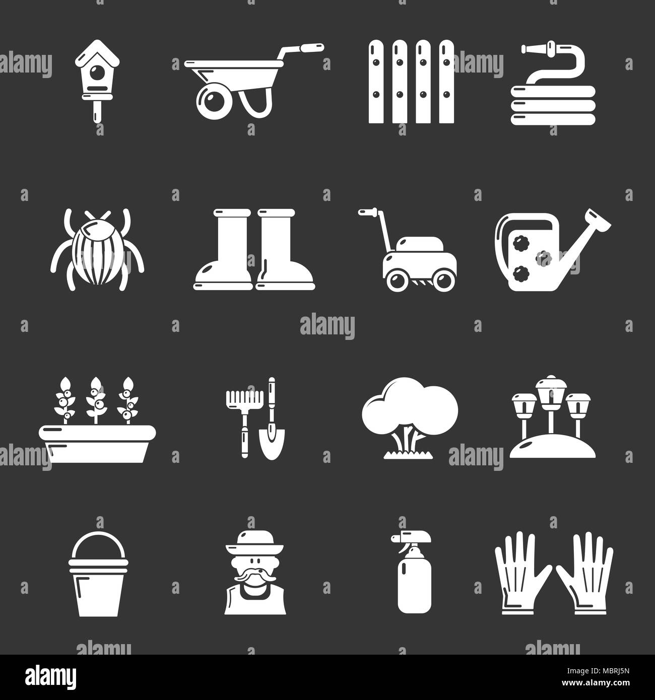 Gardener icons set grey vector Stock Vector