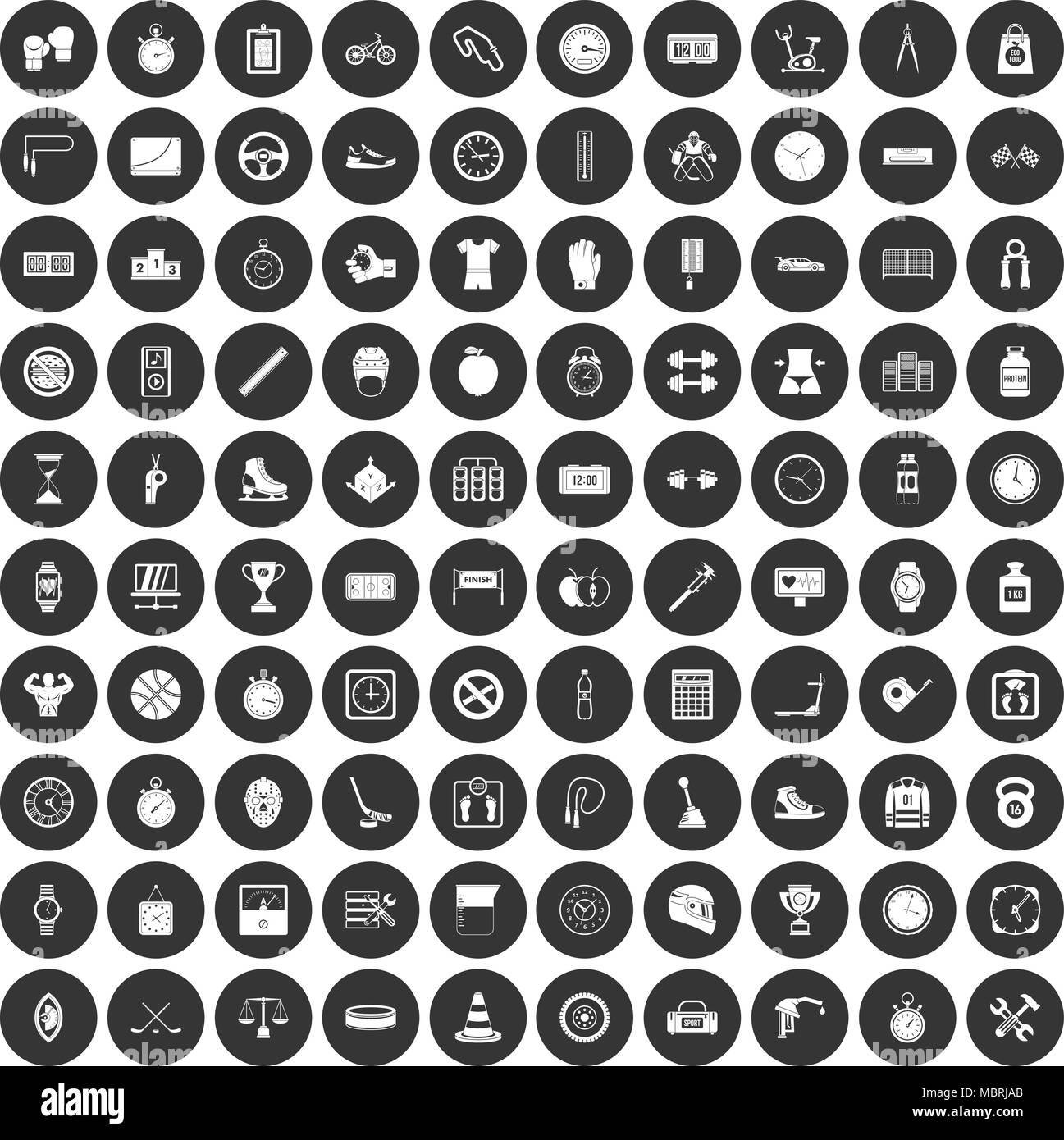 100 stopwatch icons set black circle Stock Vector Image & Art - Alamy