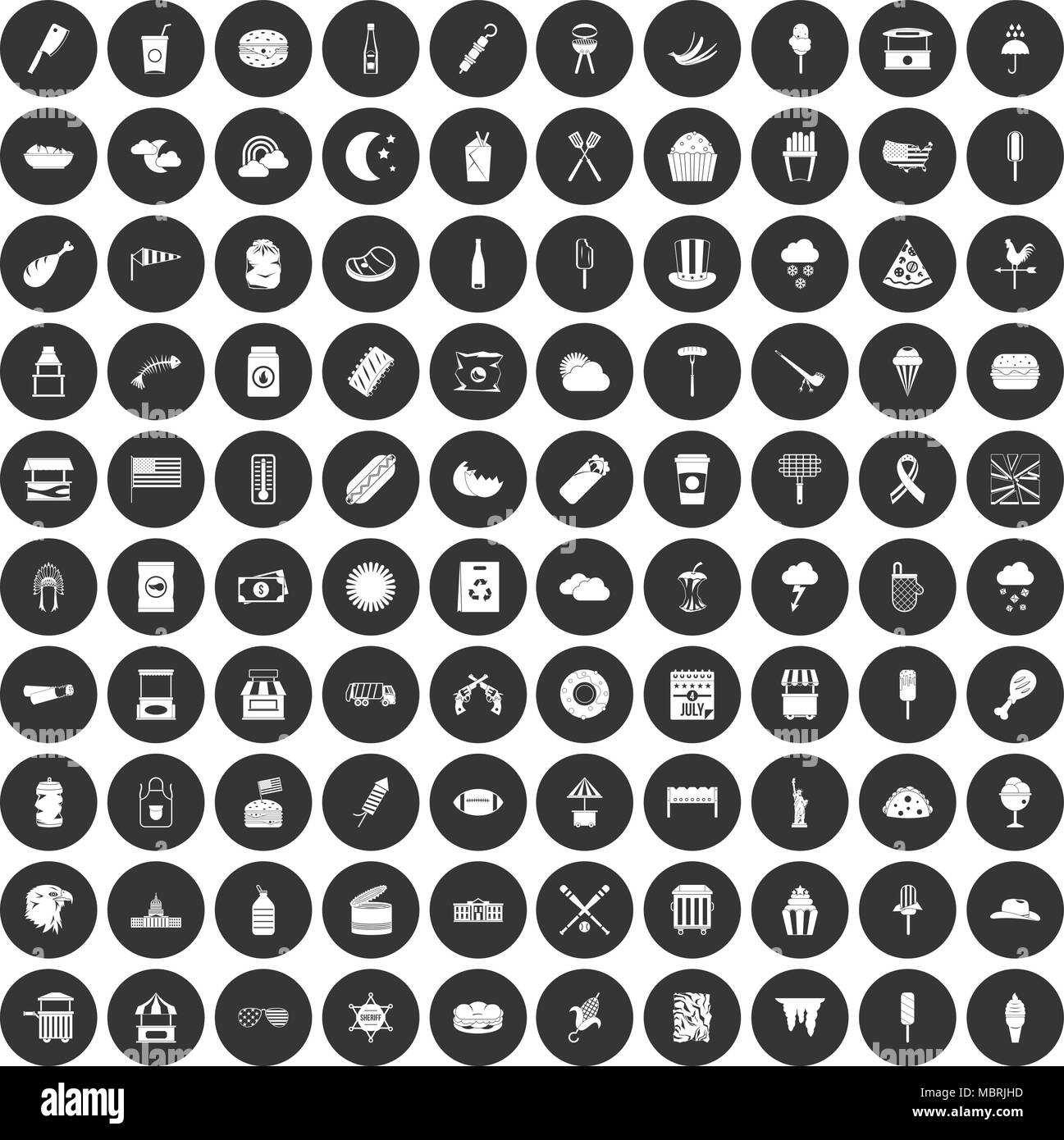 100 street food icons set black circle Stock Vector Image & Art - Alamy