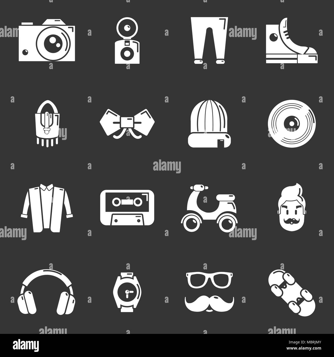 Hipster symbols icons set grey vector Stock Vector Image & Art - Alamy