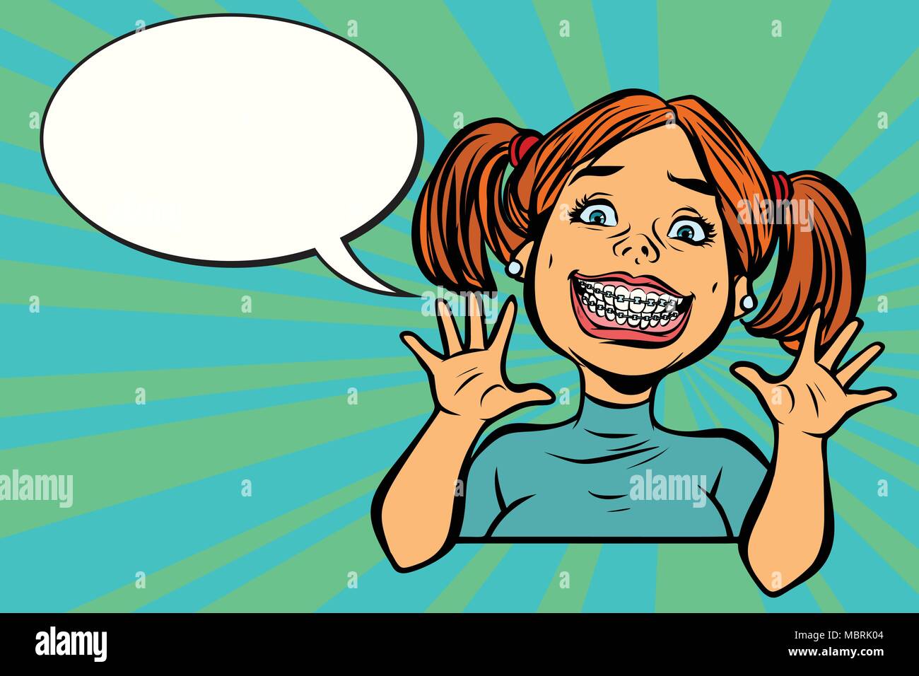 Funny girl with braces Stock Vector Image & Art - Alamy