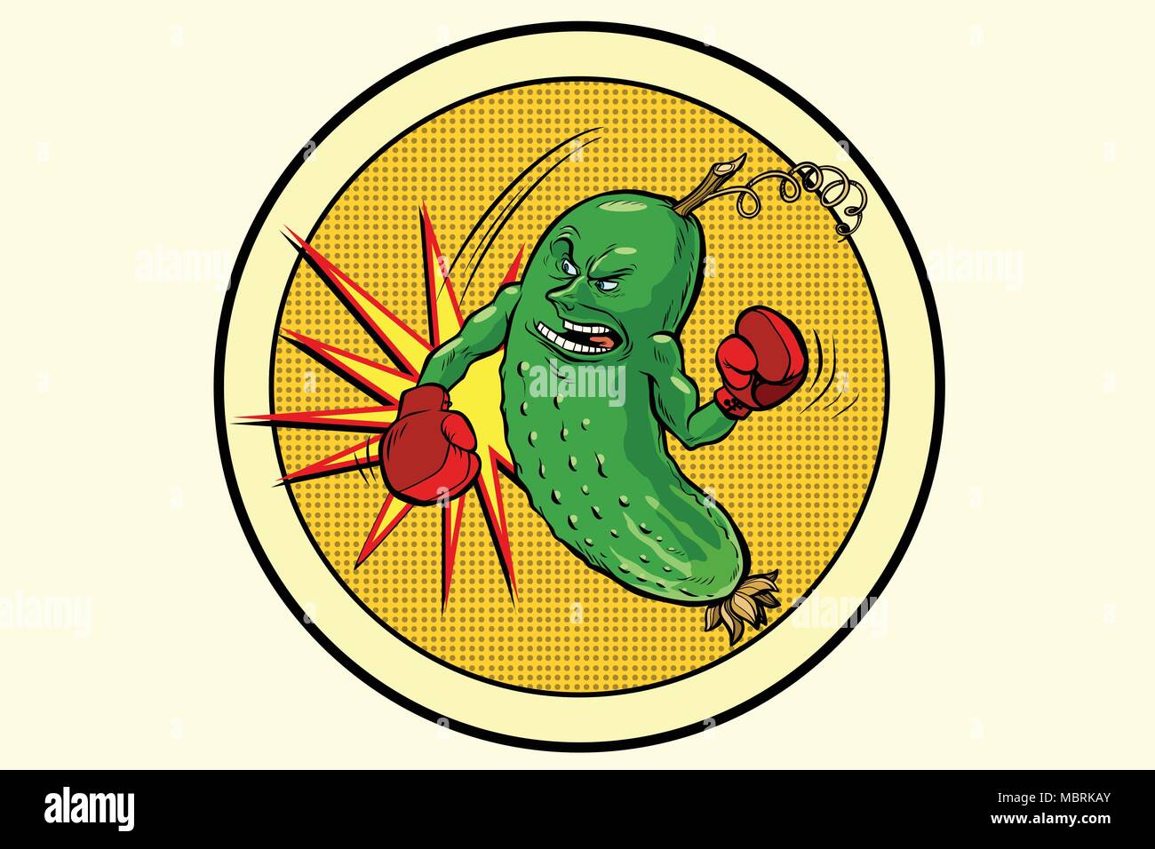 strong cucumber, vegetarian emblem and healthy diet Stock Vector