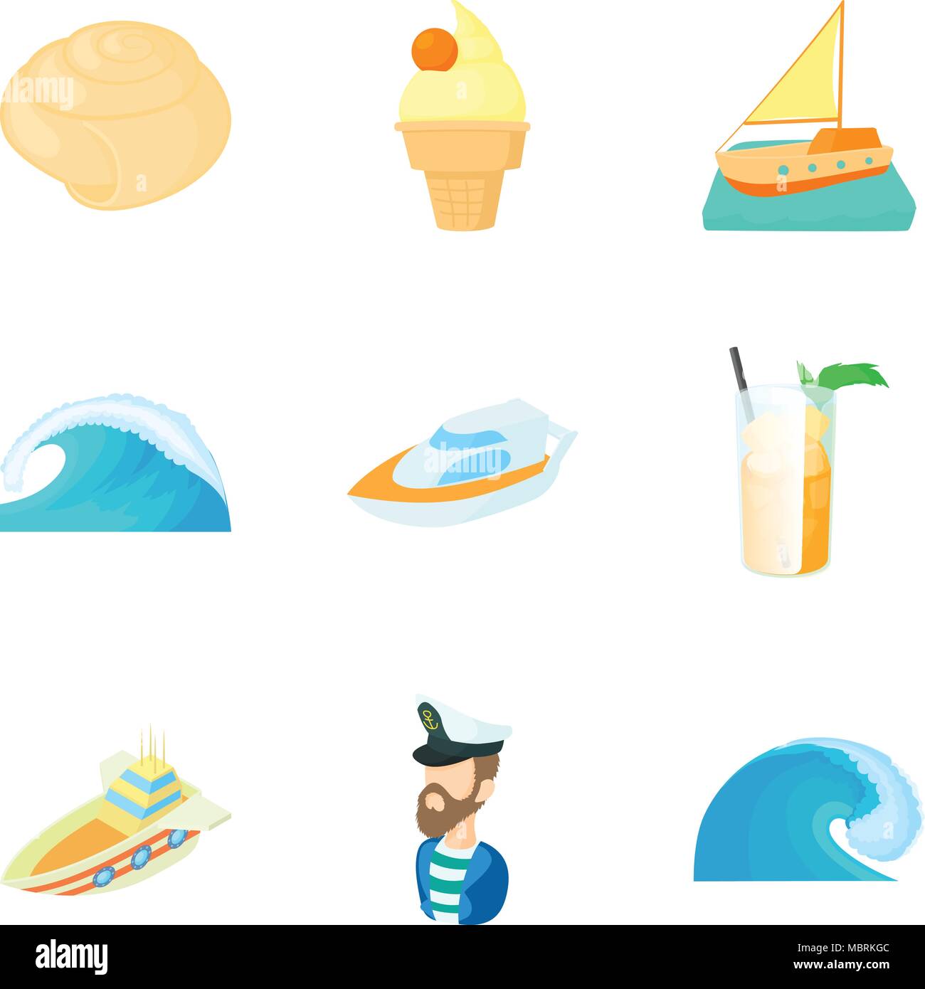 Sea voyage icons set, cartoon style Stock Vector Image & Art - Alamy
