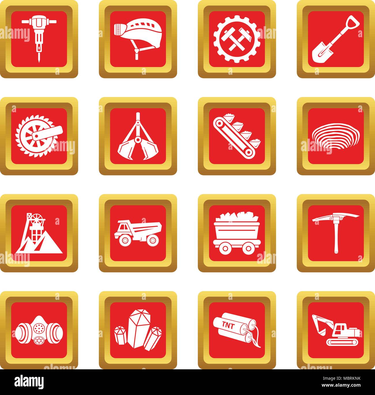 Coal mine icons set red square vector Stock Vector Image & Art - Alamy