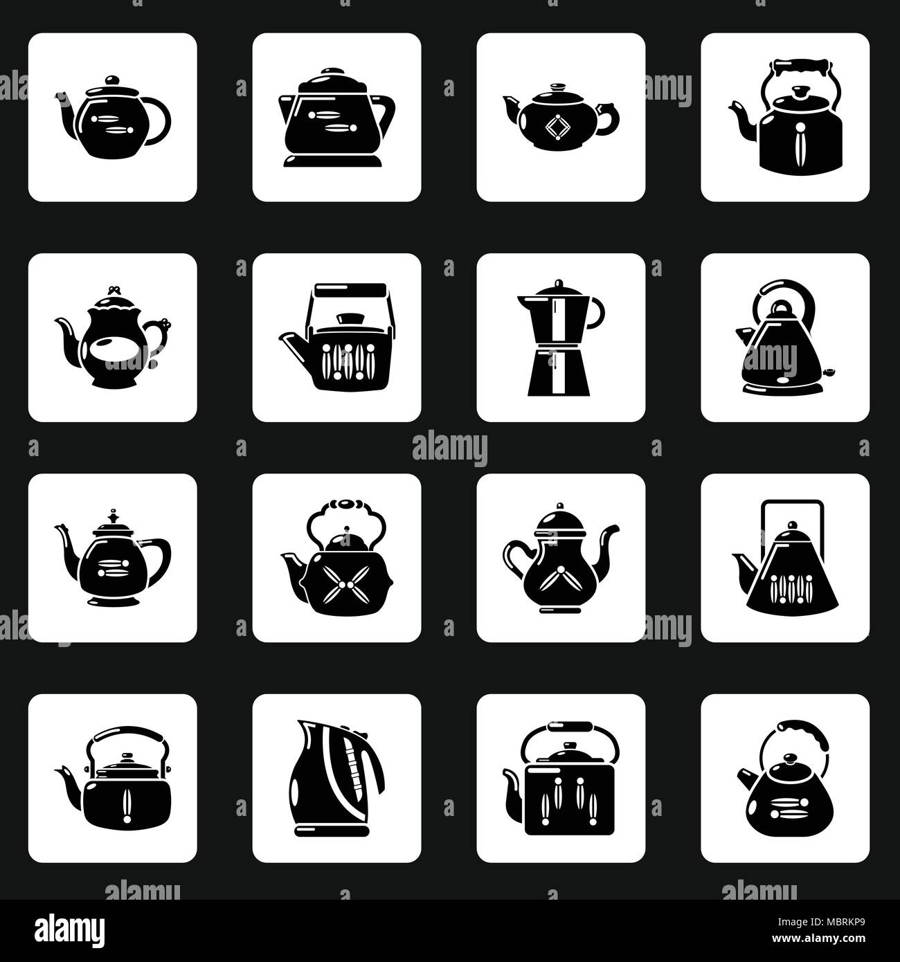 Teapot icons set, simple style Stock Vector