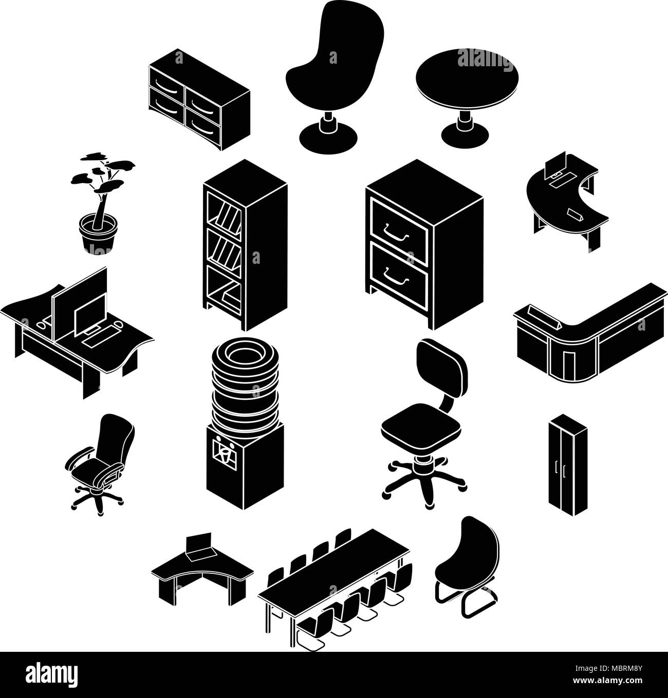 Office furniture icons set, simple isometric style Stock Vector Image ...