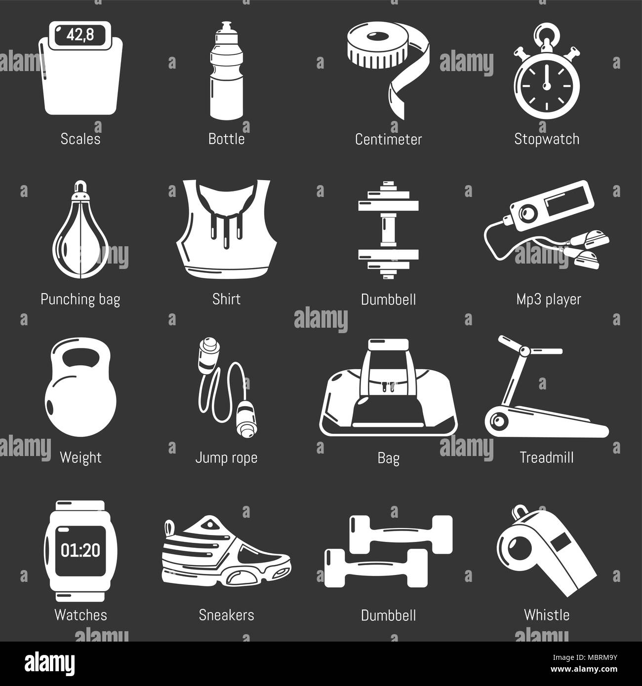 Gym sport icons set grey vector Stock Vector Image & Art - Alamy