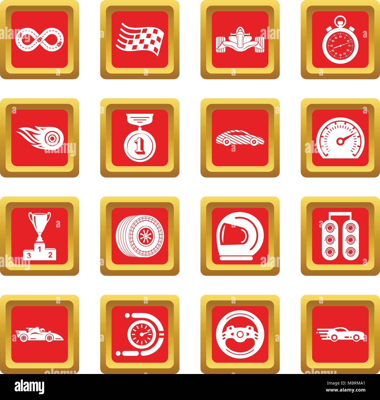 Car race icons set red square vector Stock Vector Image & Art - Alamy