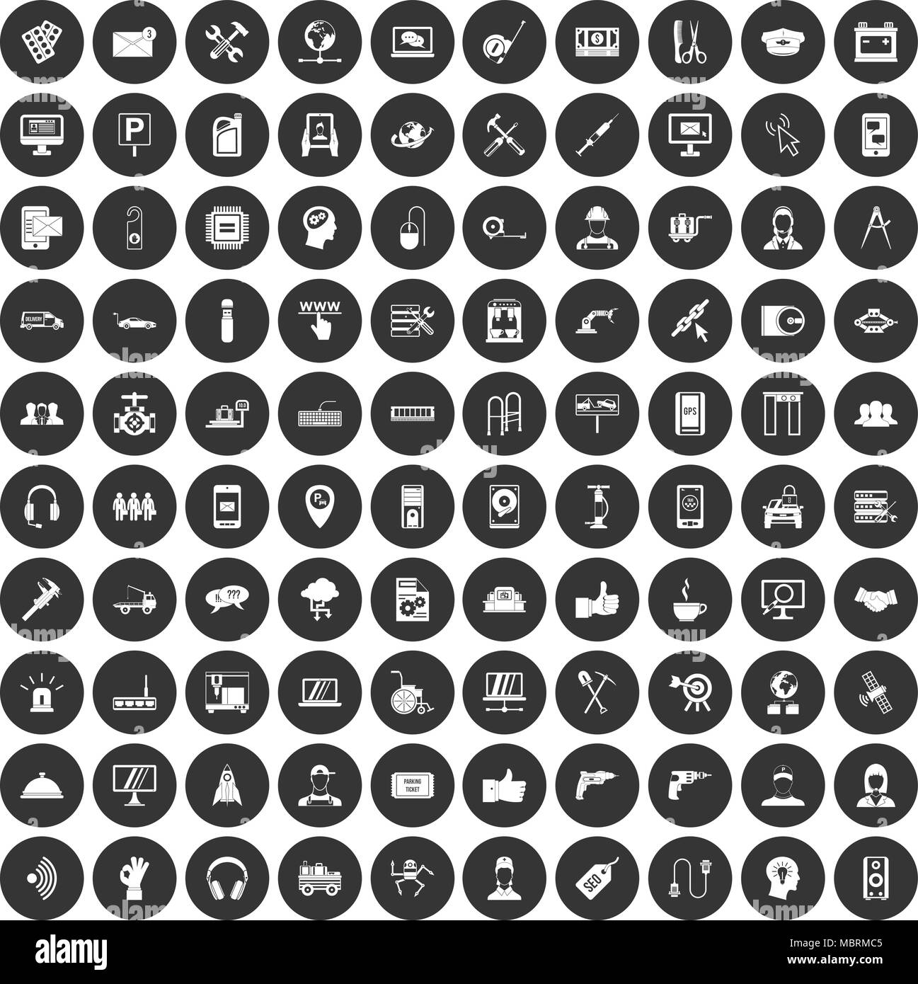 100 support icons set black circle Stock Vector Image & Art - Alamy