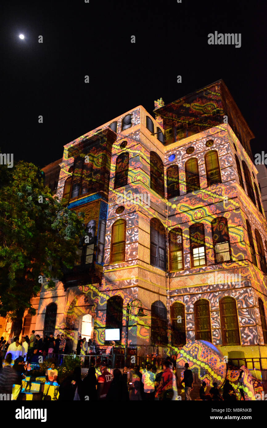 historic Jeddah festival laser show in unesco world heritage historical