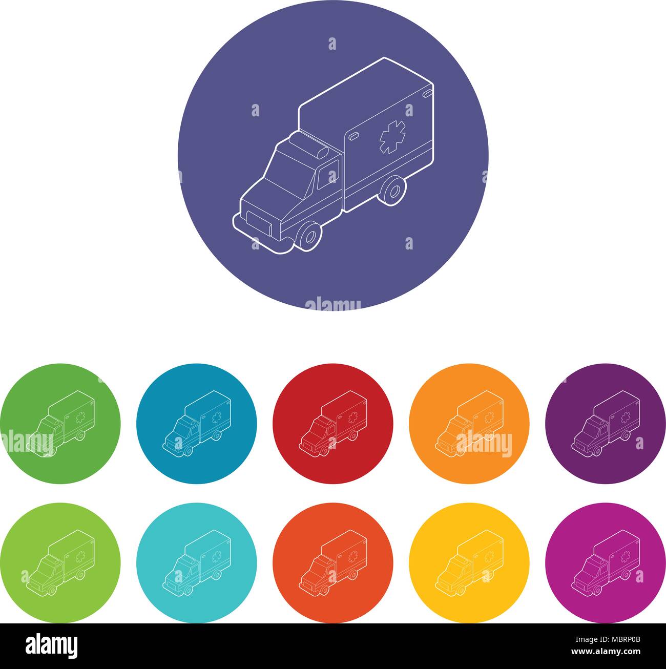 Ambulance icons set vector color Stock Vector